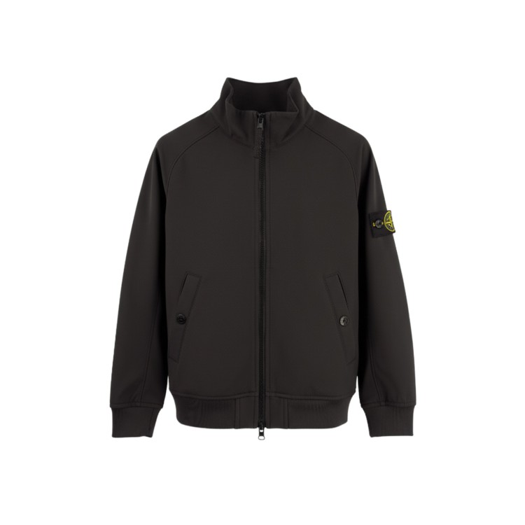 STONE ISLAND Giubbotto nero con zip bambini