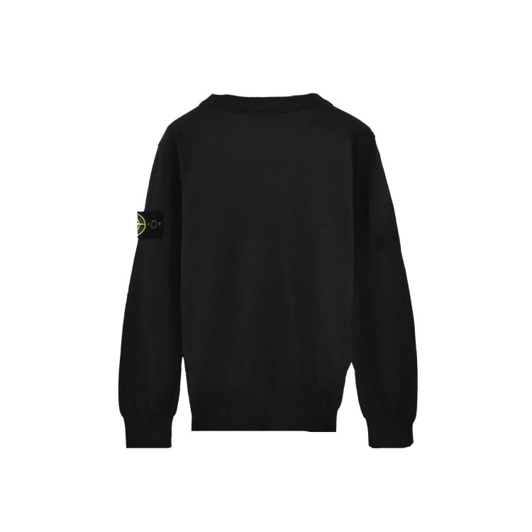 STONE ISLAND Maglia nera girocollo bambini