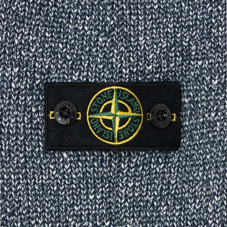 STONE ISLAND Maglia blu navy a costine girocollo bambini