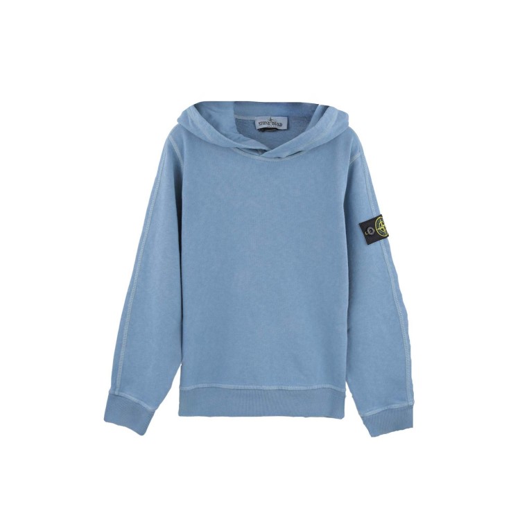 STONE ISLAND Felpa azzurra con cappuccio bambini