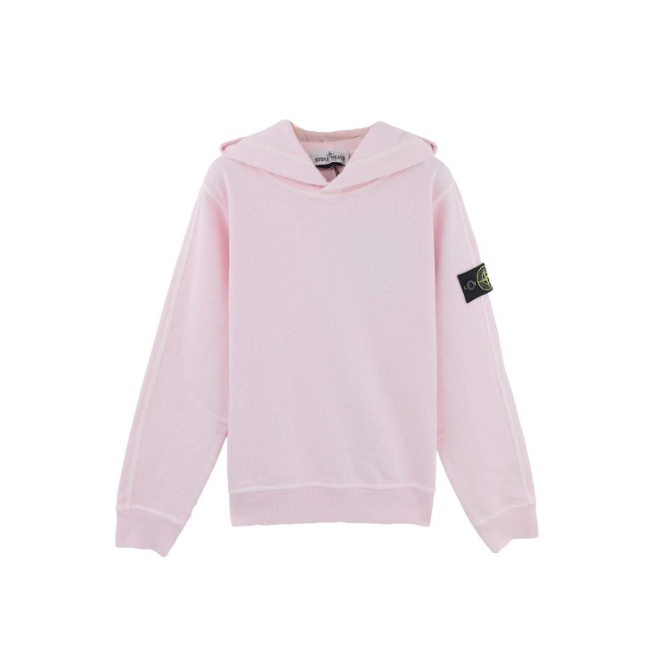 STONE ISLAND Felpa rosa con cappuccio bambini