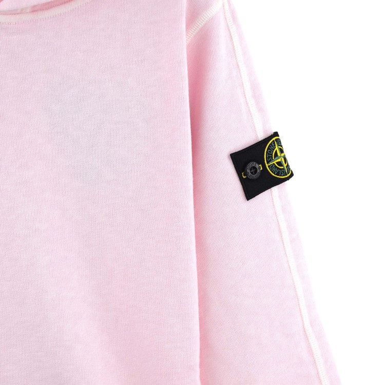 STONE ISLAND Felpa rosa con cappuccio bambini