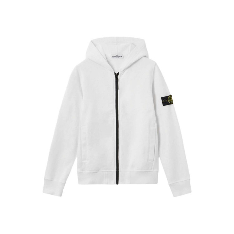STONE ISLAND Felpa bianca full-zip bambini