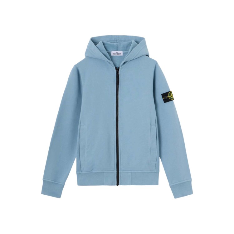 STONE ISLAND Felpa azzurra full-zip bambini