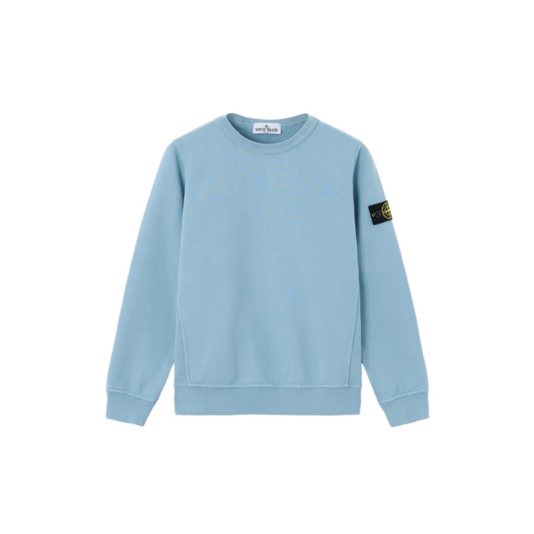 STONE ISLAND Felpa azzurra girocollo bambini