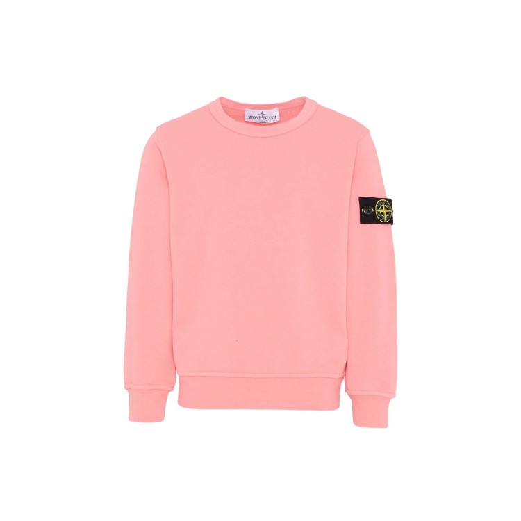 STONE ISLAND Felpa rosa girocollo bambini