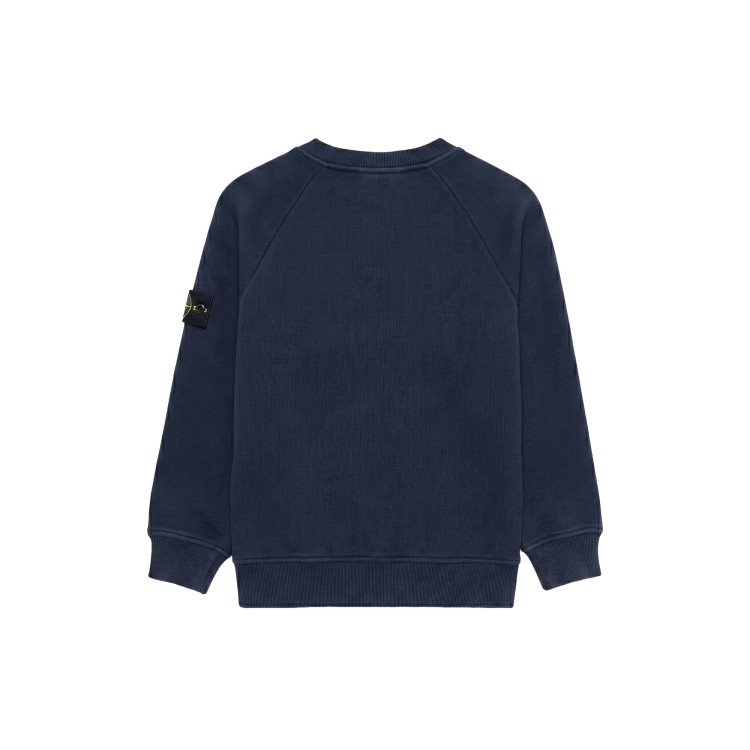 STONE ISLAND Felpa blu navy slavata girocollo bambini