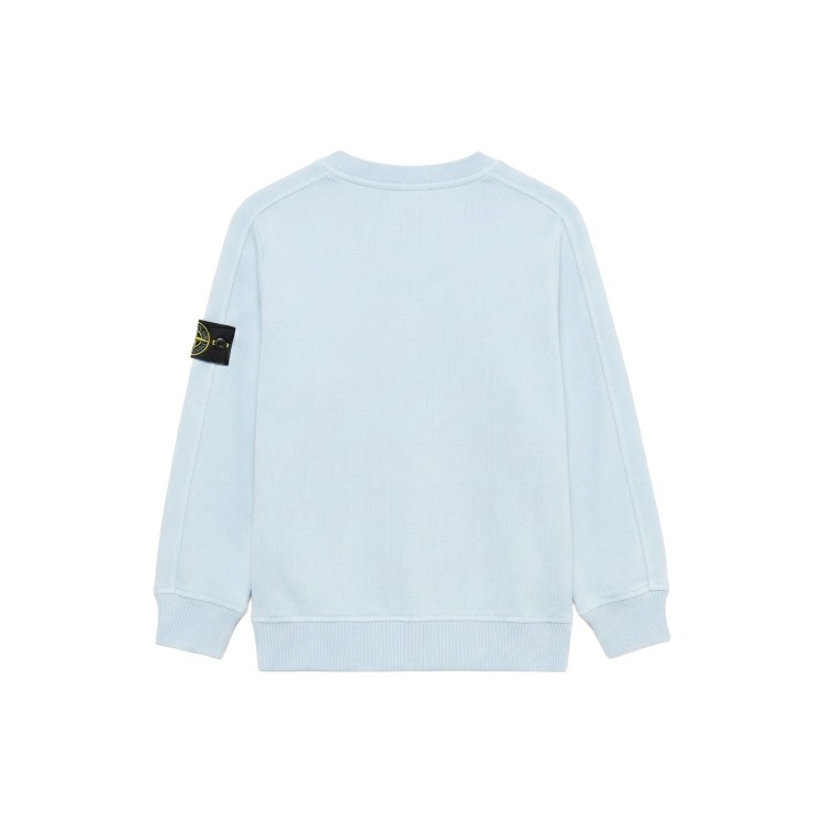 STONE ISLAND Felpa celeste slavata girocollo bambini