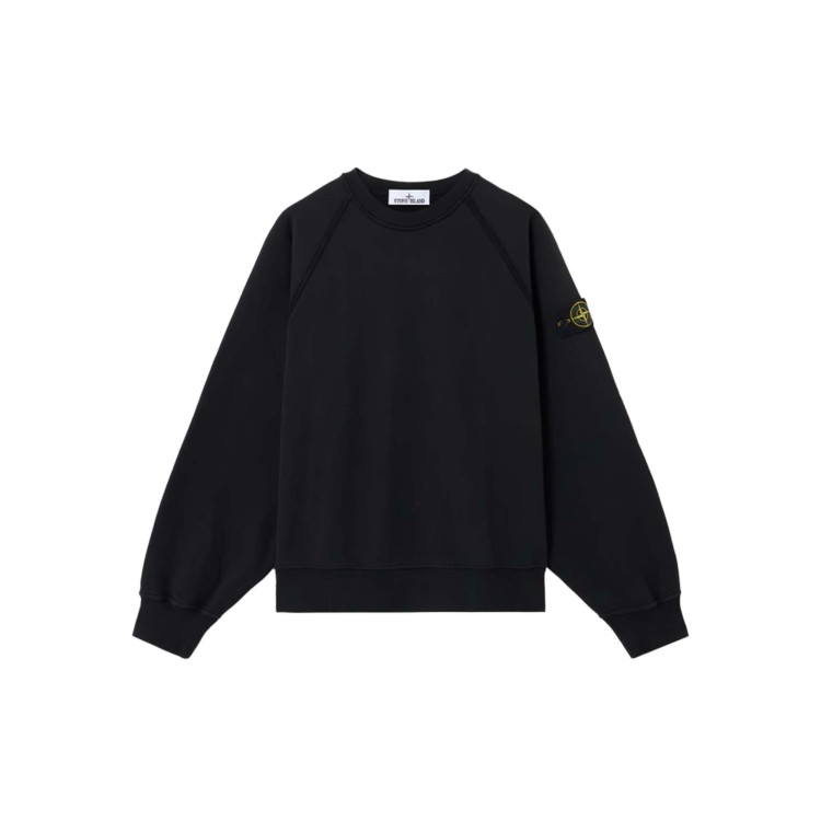 STONE ISLAND Felpa nera girocollo bambini