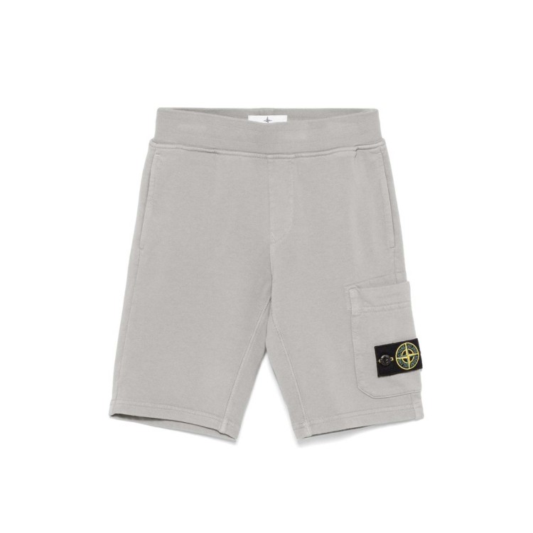 STONE ISLAND Shorts grigio perla in felpa bambini