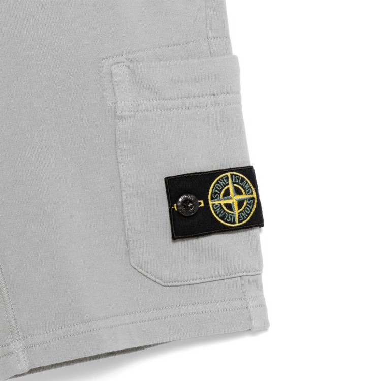 STONE ISLAND Shorts grigio perla in felpa bambini
