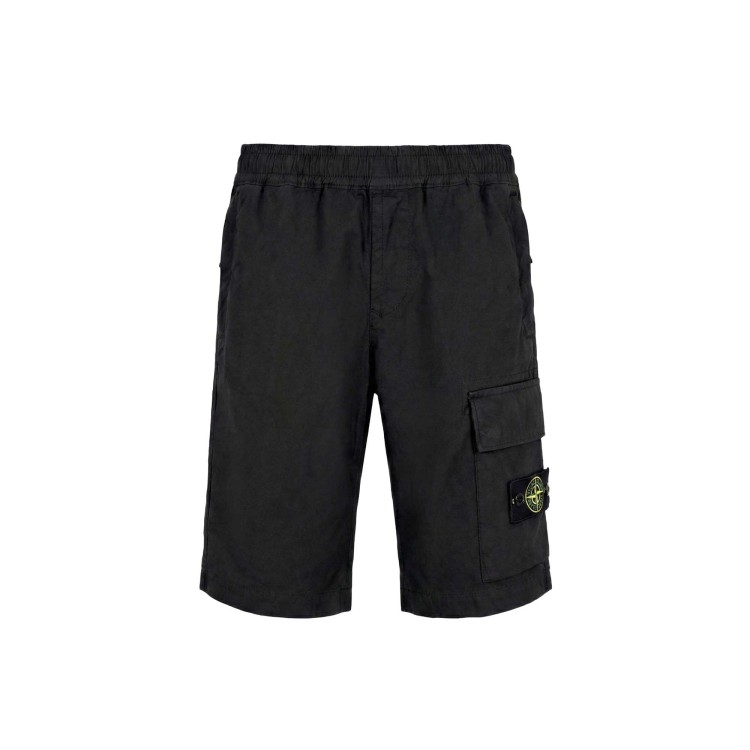 STONE ISLAND Shorts neri in cotone bambini