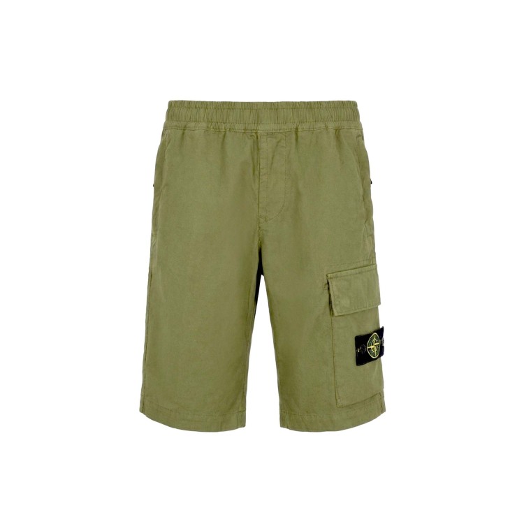 STONE ISLAND Shorts oliva in cotone bambini
