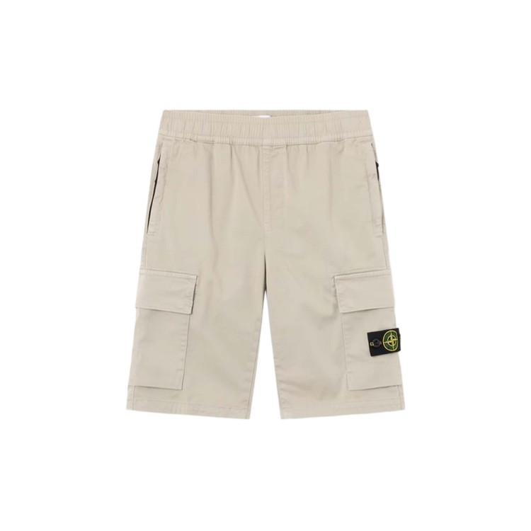 STONE ISLAND Shorts grigio perla in cotone bambini