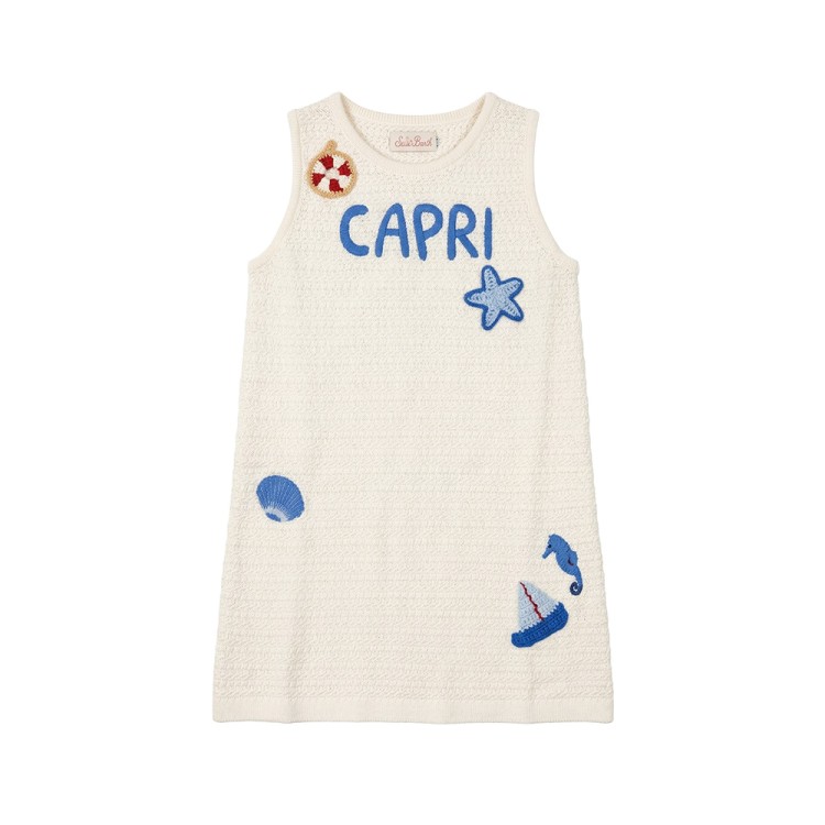SAINT BARTH Abito panna macramè "Capri" bambina