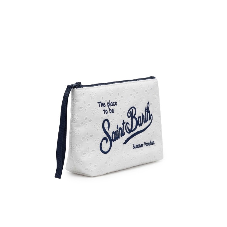 SAINT BARTH Pochette bianca e blu sangallo bambini