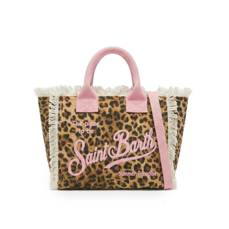 SAINT BARTH Borsa Colette leopardata in canvas bambina