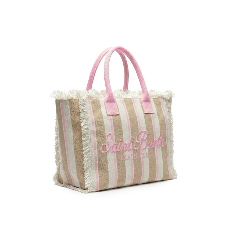 SAINT BARTH Borsa Colette beige a righe bambina