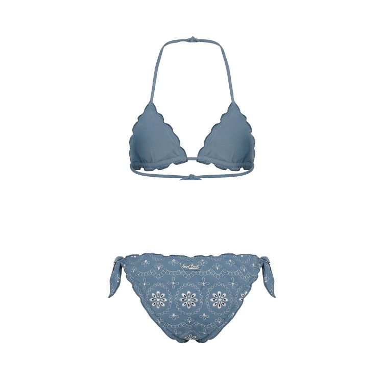 SAINT BARTH Bikini blu avio sangallo bambina
