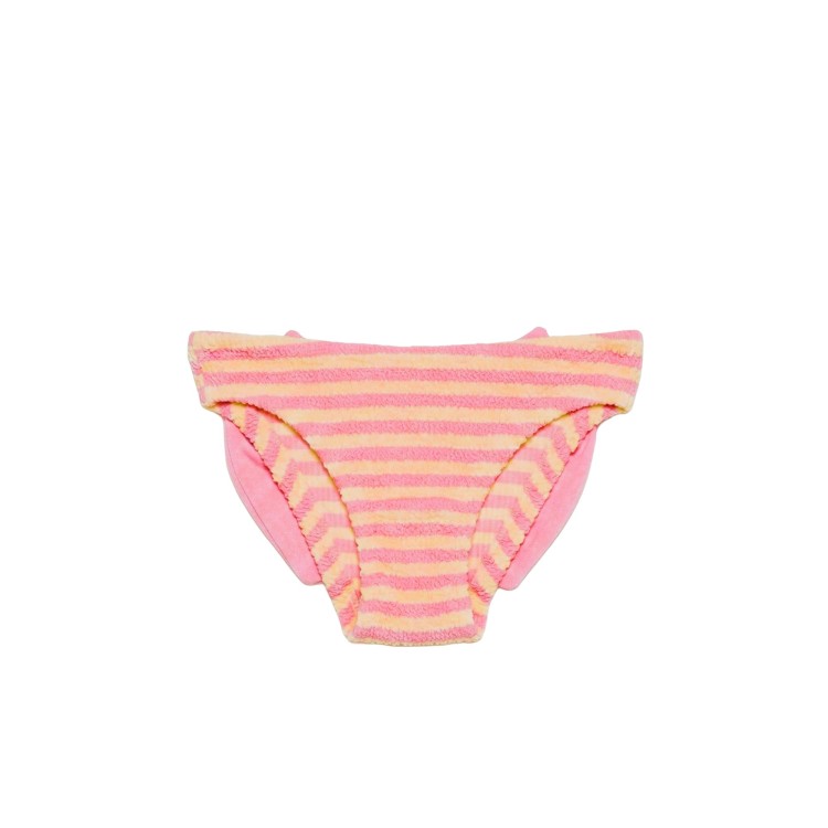 SAINT BARTH Slip rosa a righe crinkle con fiocco bambina