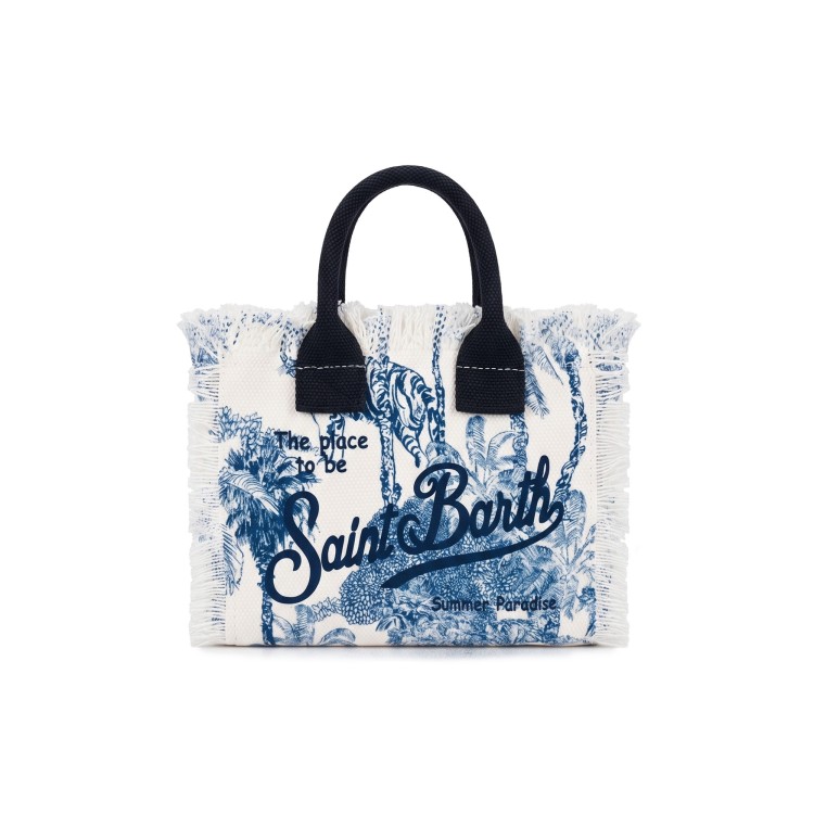 SAINT BARTH Borsa Vanity Mini blu navy Jungle in canvas bambina