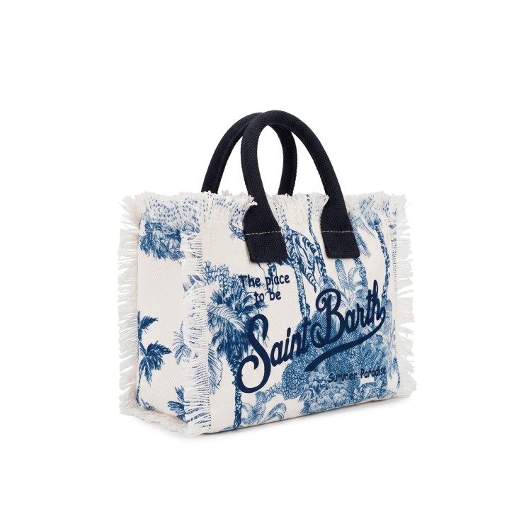SAINT BARTH Borsa Vanity Mini blu navy Jungle in canvas bambina