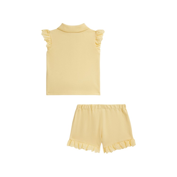 RALPH LAUREN Completo giallo polo e shorts neonata