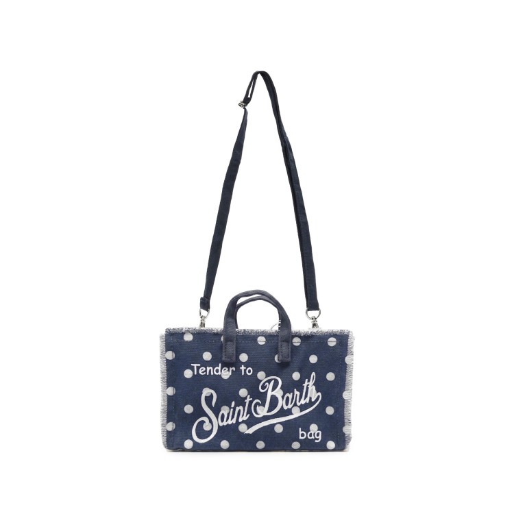 SAINT BARTH Borsa per telefono blu navy pois bambina