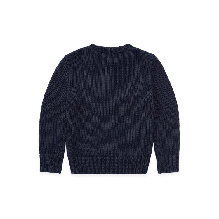 RALPH LAUREN Maglia navy in cotone con bandiera bambini