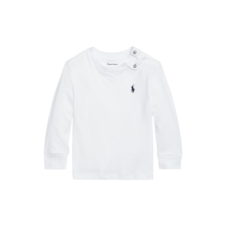 RALPH LAUREN T-shirt bianca a maniche lunghe neonati