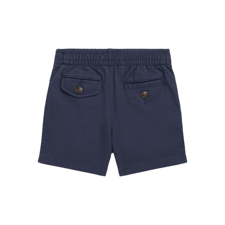 RALPH LAUREN Shorts blu navy con Pony rosso neonato