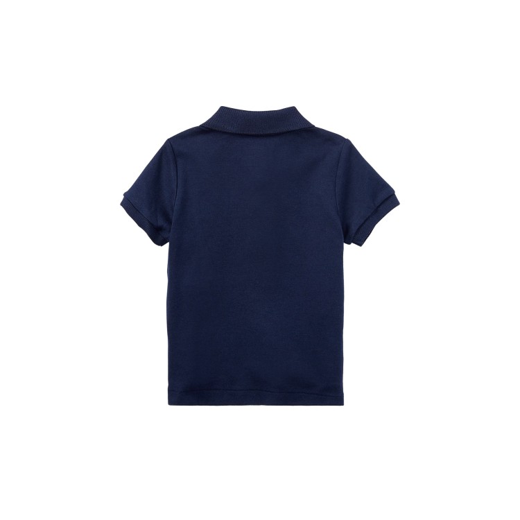 RALPH LAUREN Polo blu con logo rosso neonato