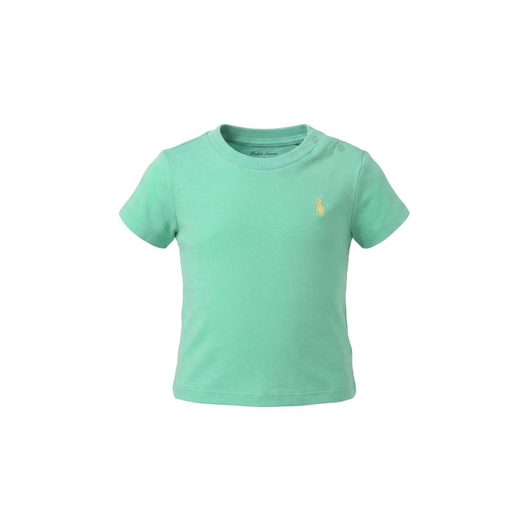 RALPH LAUREN T-shirt cotone maniche corte verde neonato