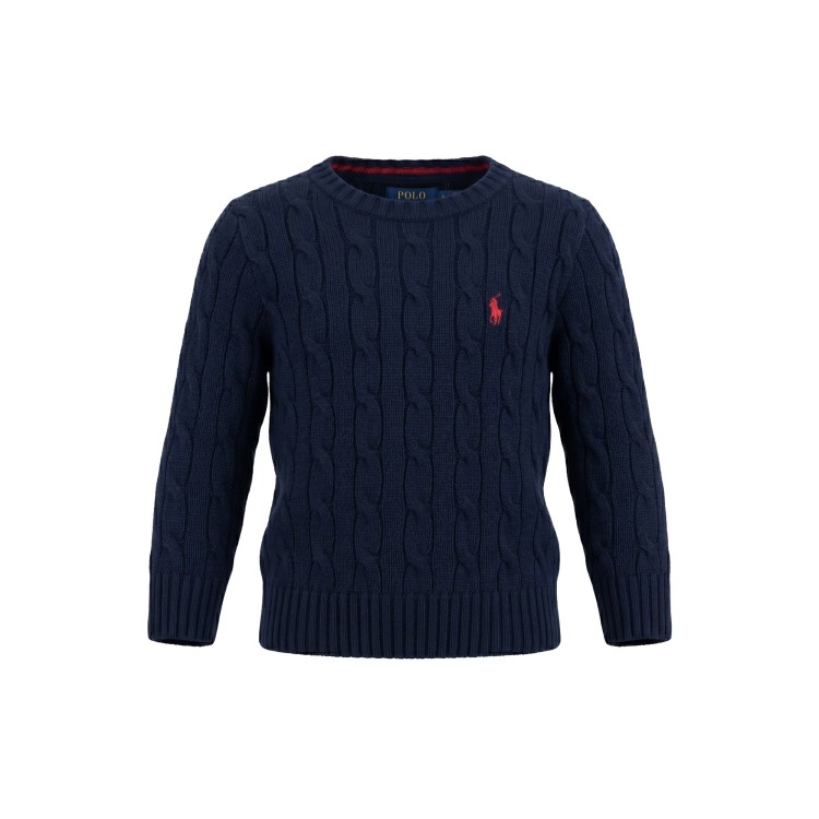 RALPH LAUREN Maglione trecce blu bambino