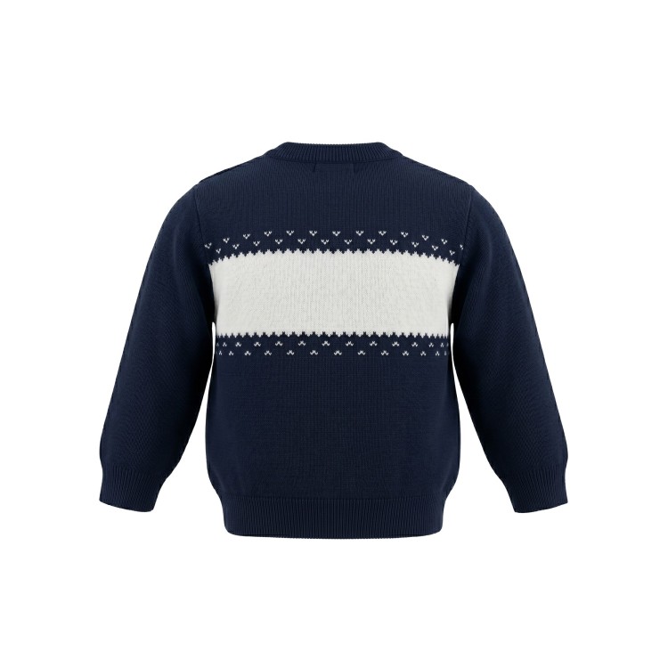 MOSCHINO Maglione girocollo blu panna neonato