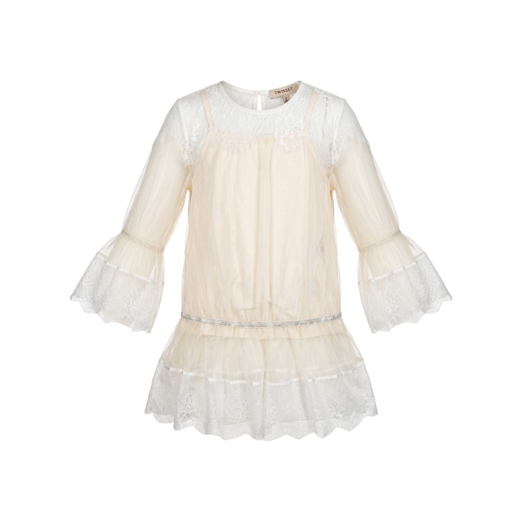 TWIN-SET Abito bianco panna bambina