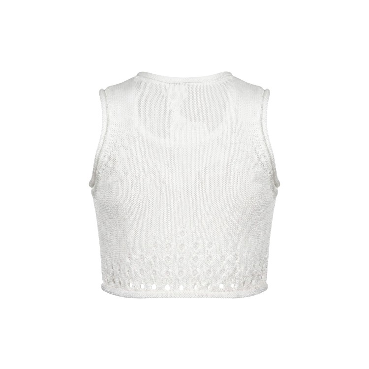 TWIN-SET Top bianco traforato lamé bambina