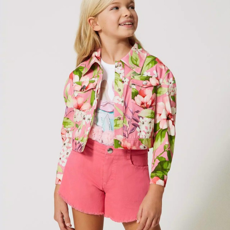 TWIN-SET Pantaloncini fucsia sfrangiati bambina