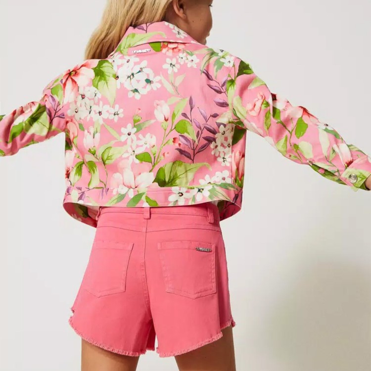 TWIN-SET Pantaloncini fucsia sfrangiati bambina