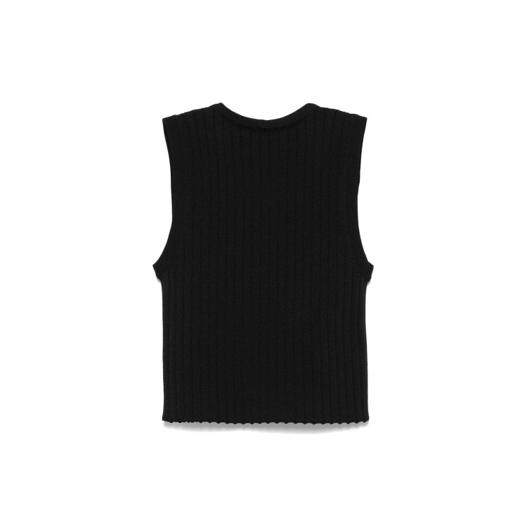 TWIN-SET Top nero smanicato con logo bambina