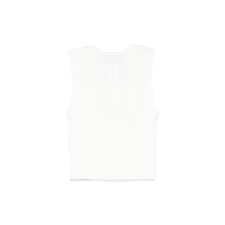 TWIN-SET Top bianco smanicato con logo bambina