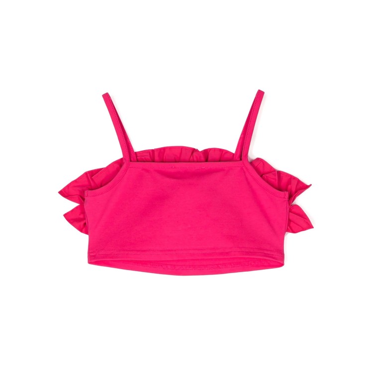 TWIN-SET Top cropped fucsia con volant bambina