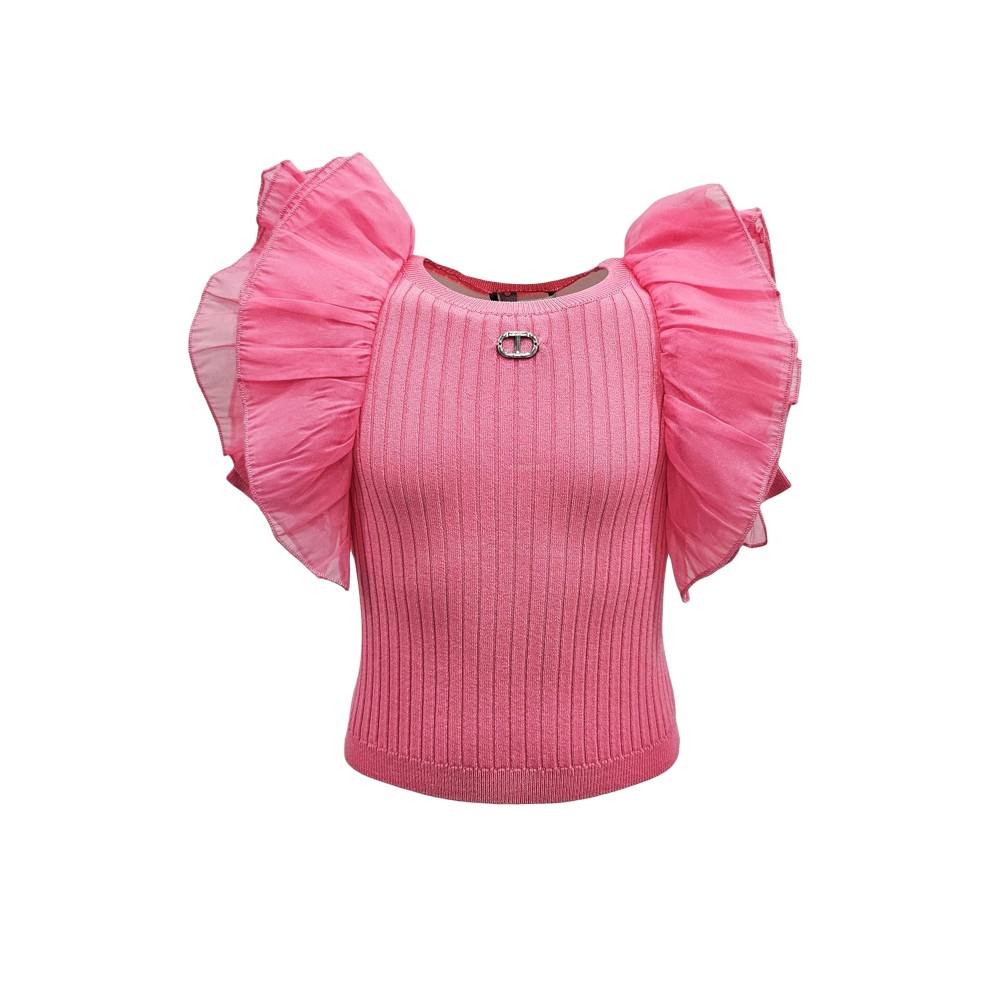 TWIN-SET Top rosa con...