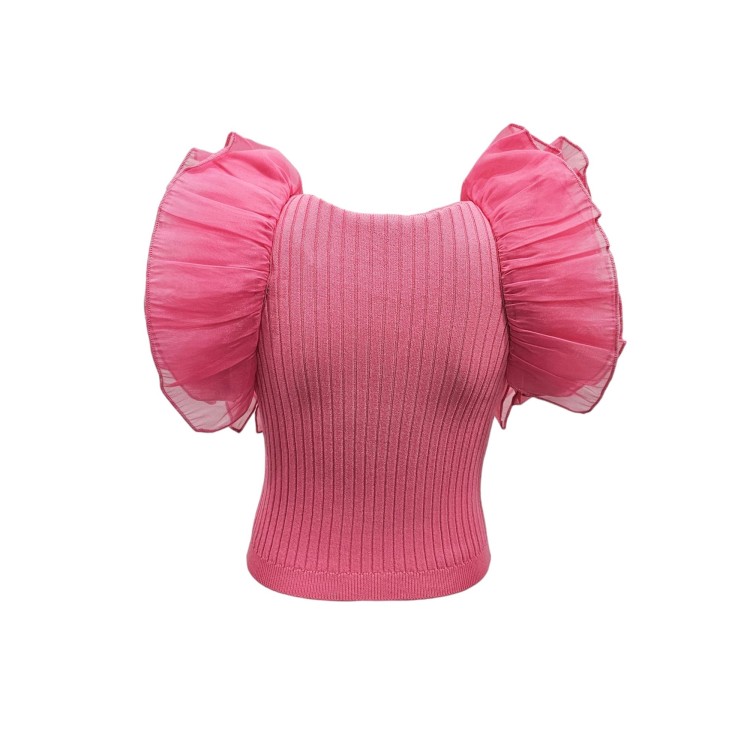 TWIN-SET Top rosa con maniche volant bambina