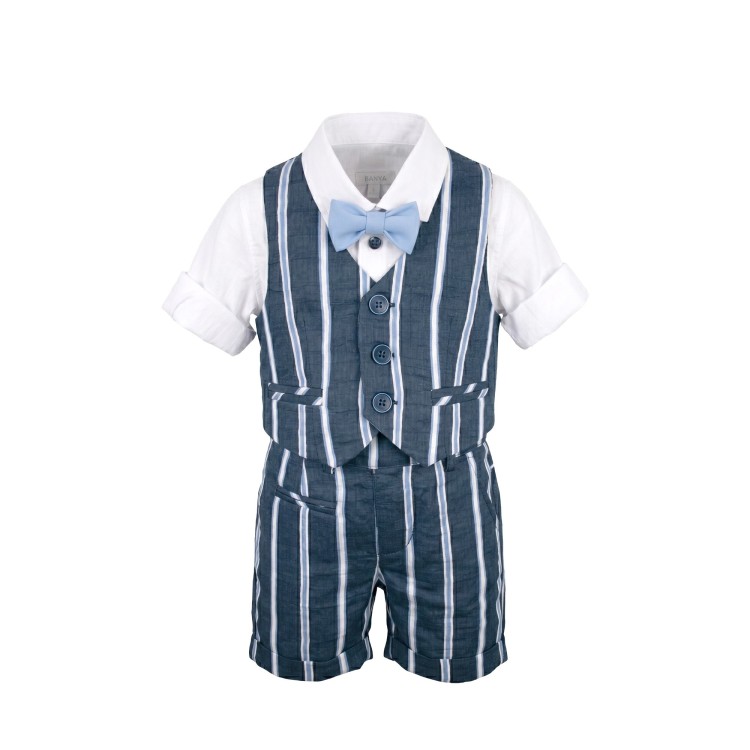 BABY A  Completo elegante blu a righe per cerimonia neonato
