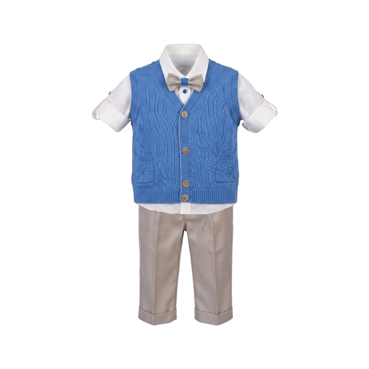 BABY A Completo con gilet in filo e pantaloni neonato