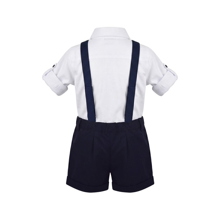BABY A Completo blu navy con gilet e shorts neonato