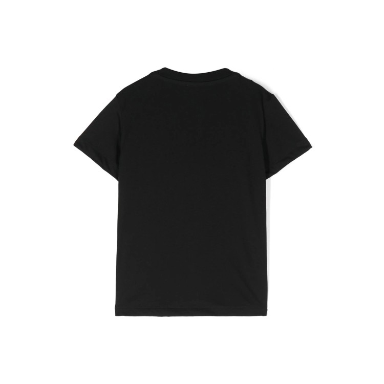 BALMAIN T-shirt nera con ricamo dorato bambina