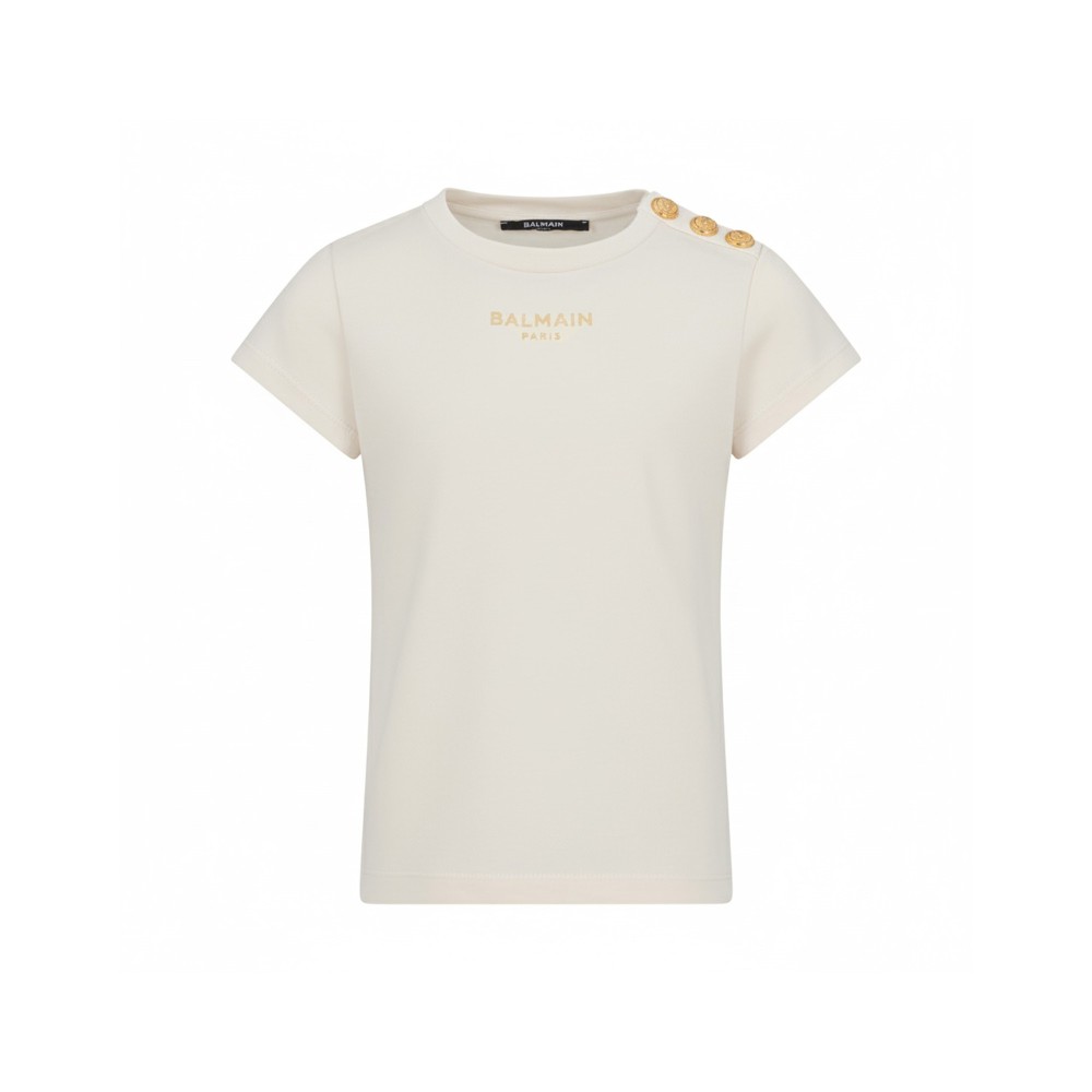 BALMAIN T-shirt avorio logo...