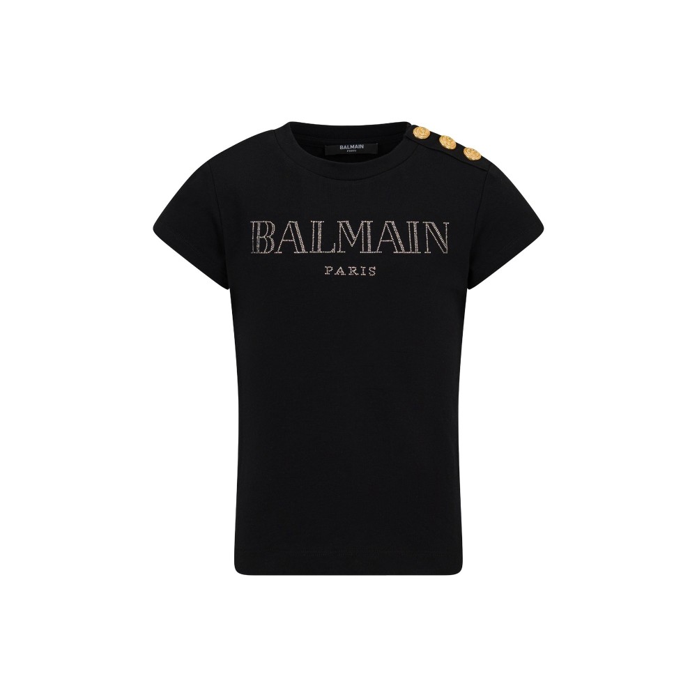 BALMAIN T-shirt nera logo...